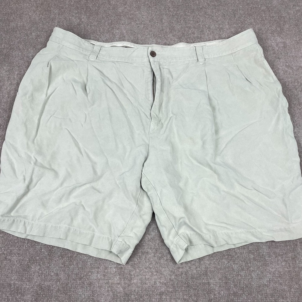 Tommy Bahama Chino Shorts Mens 42 Light Green Silk High Rise Pockets Casual